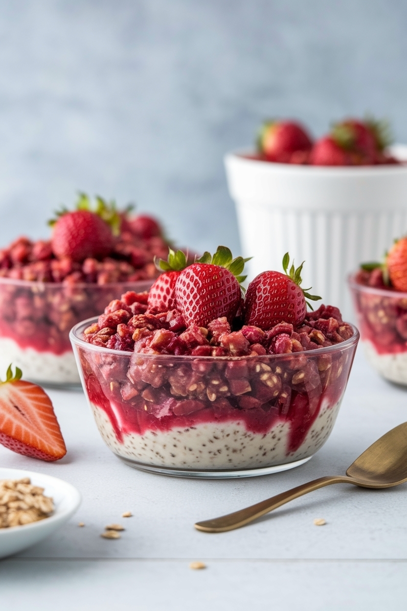 strawberry rhubarb crisp oat topping