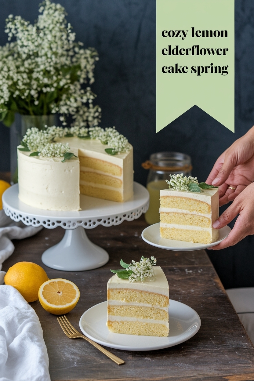 lemon elderflower cake spring