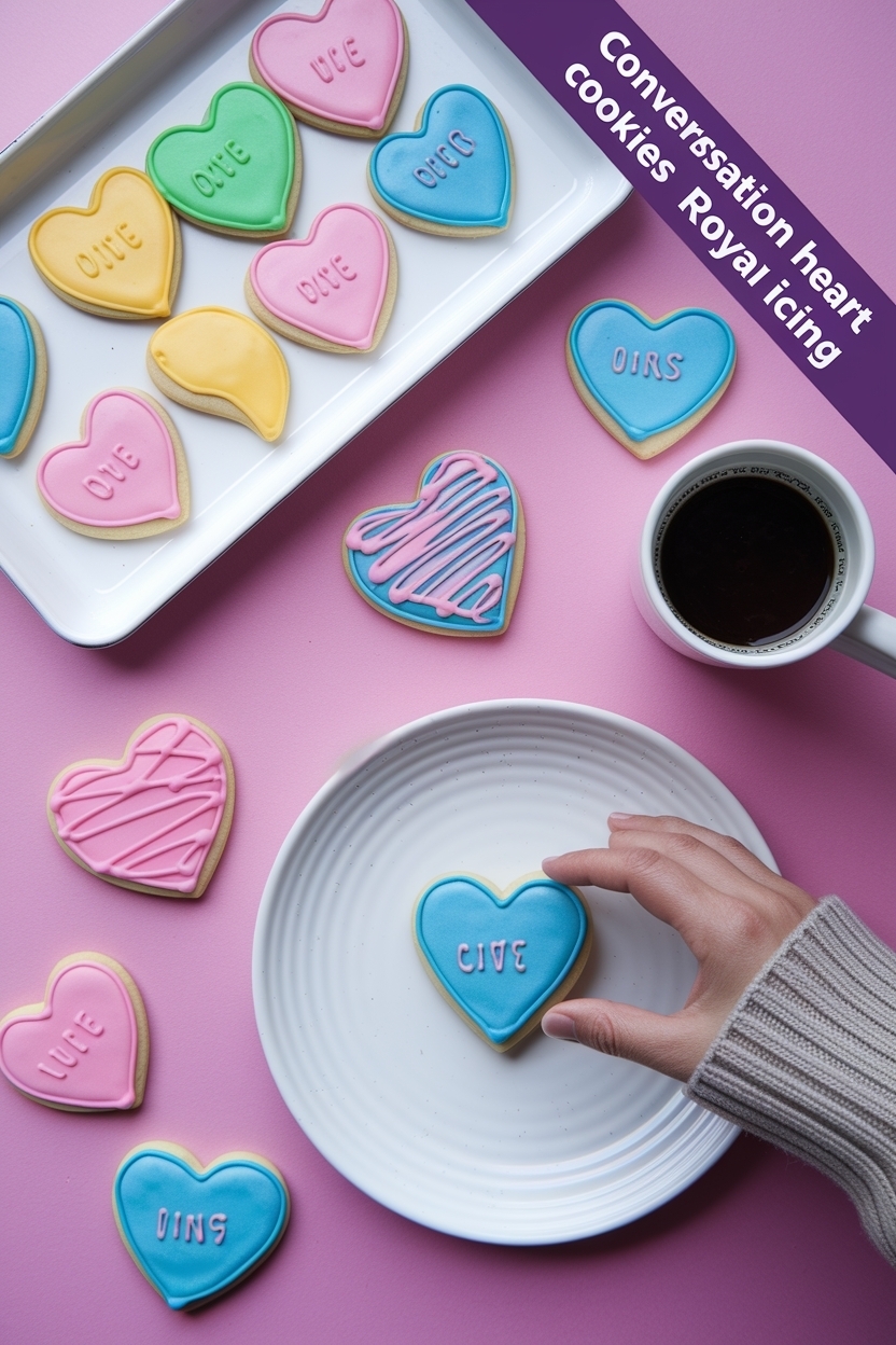conversation heart sugar cookies royal icing