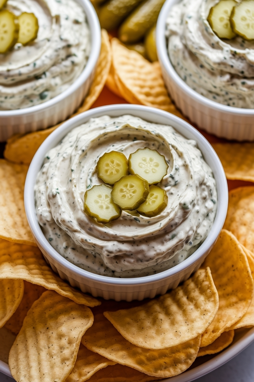 pickle ranch dip with chips