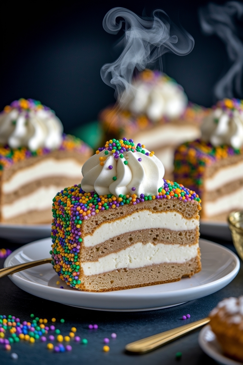 mardi gras king cake with cream cheese