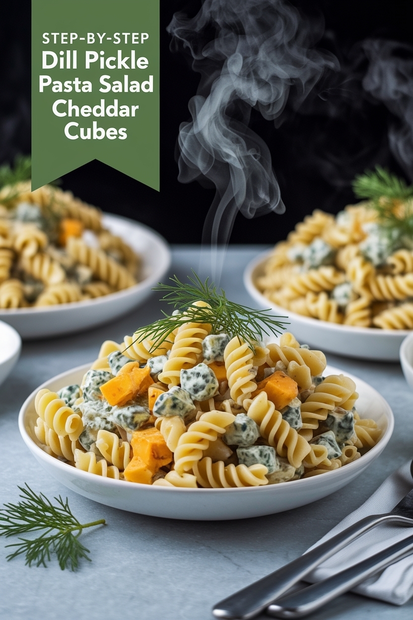 dill pickle pasta salad cheddar cubes
