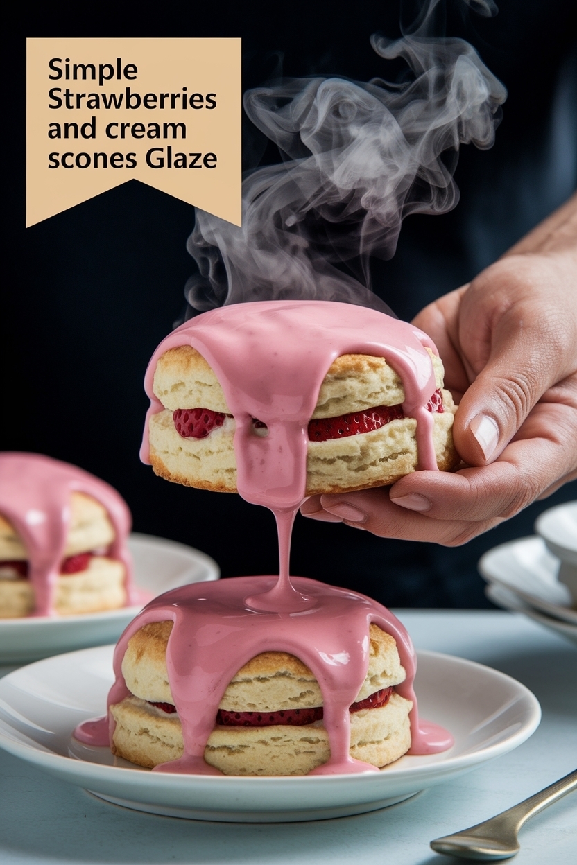 strawberries and cream scones glaze