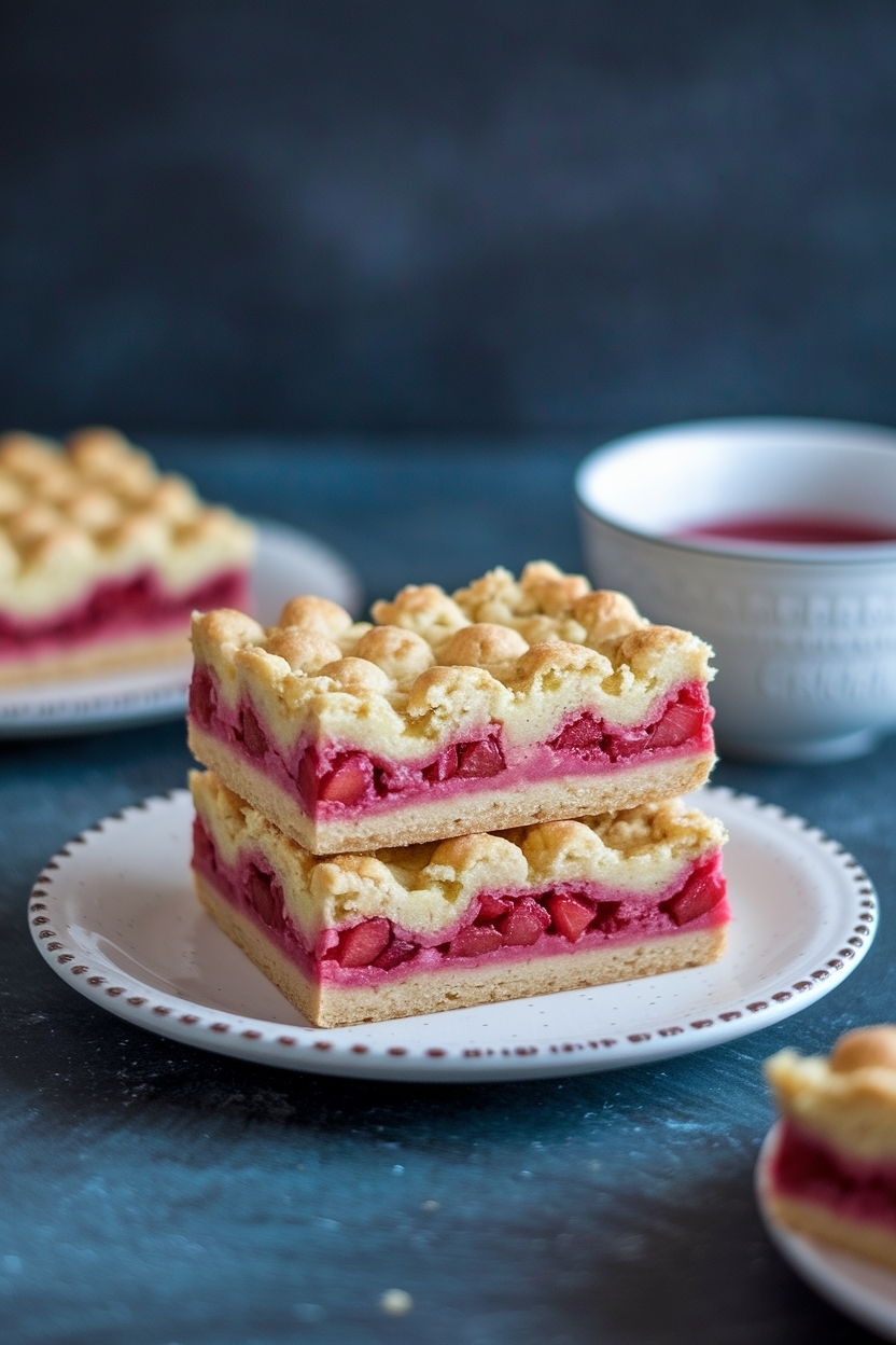 rhubarb custard bars shortbread crust