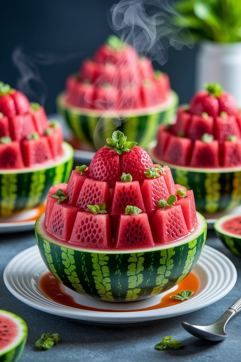 watermelon fruit salad basket carving