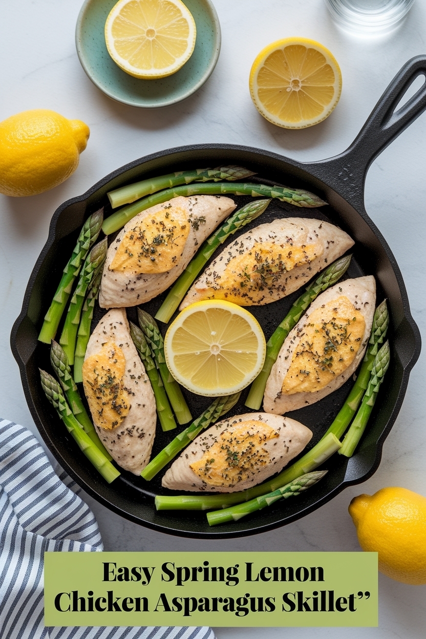 spring lemon chicken asparagus skillet