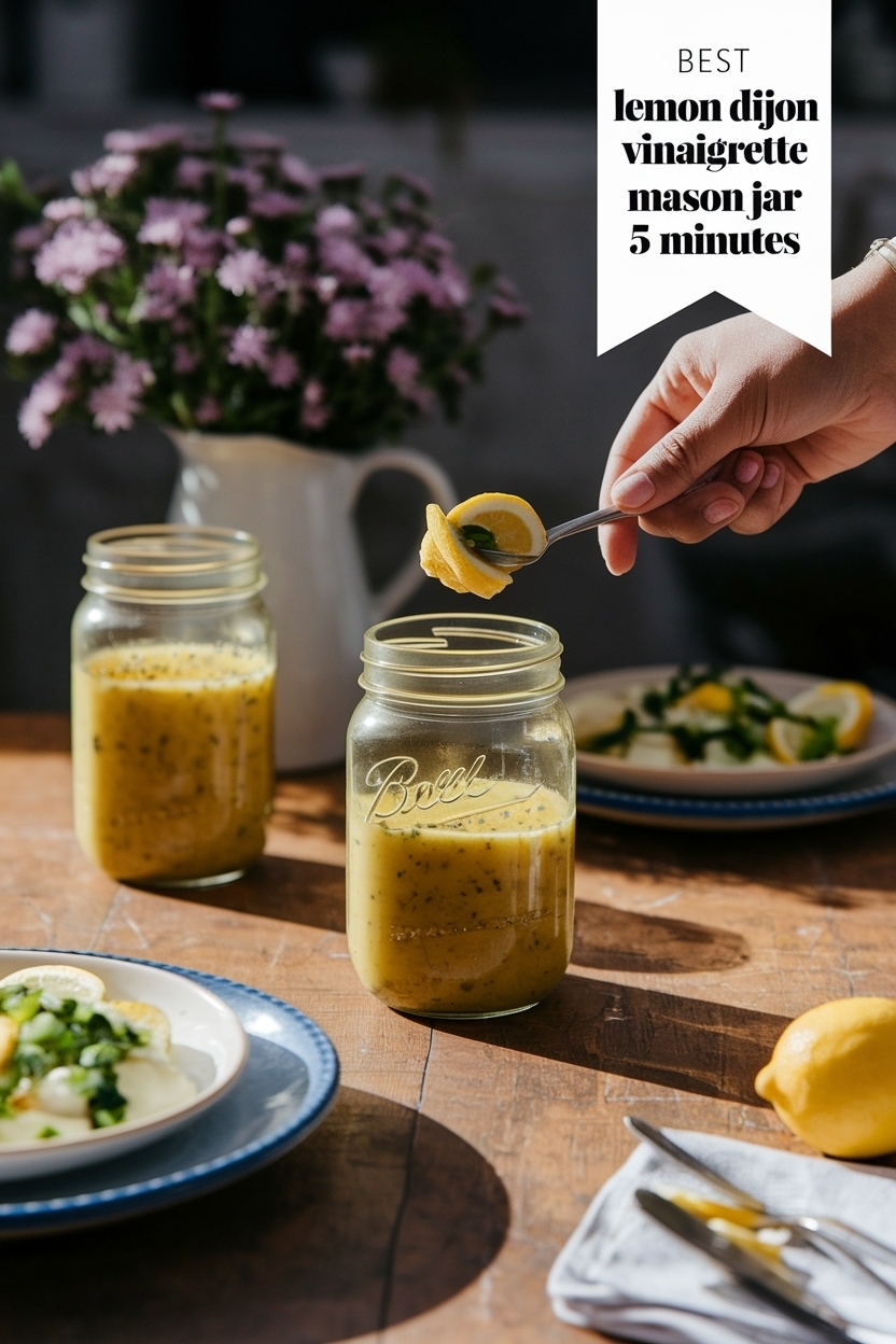 lemon dijon vinaigrette mason jar 5 minutes