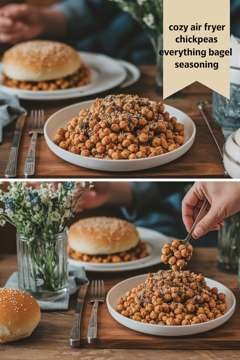 air fryer chickpeas everything bagel seasoning