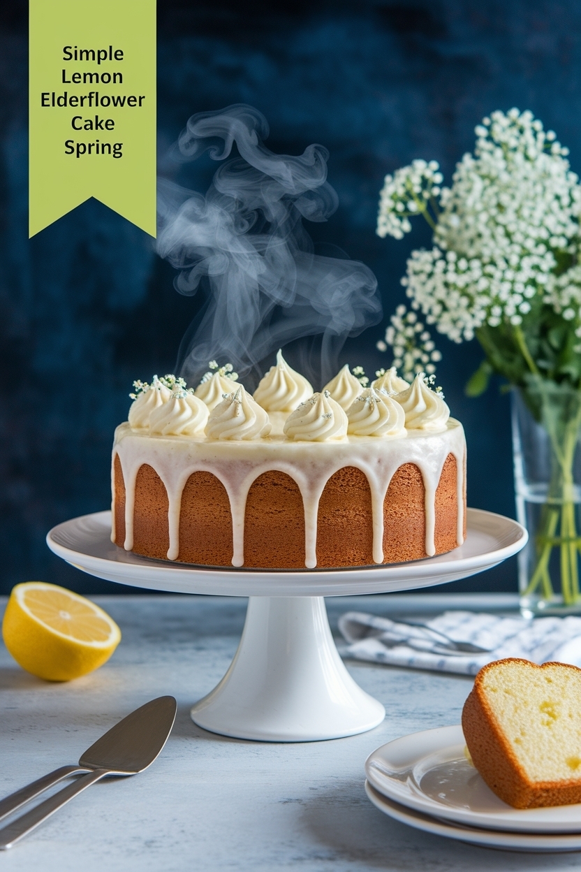 lemon elderflower cake spring