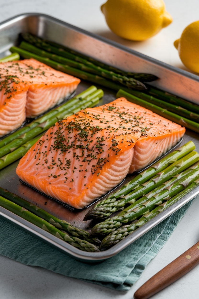 lemon garlic salmon with asparagus sheet pan