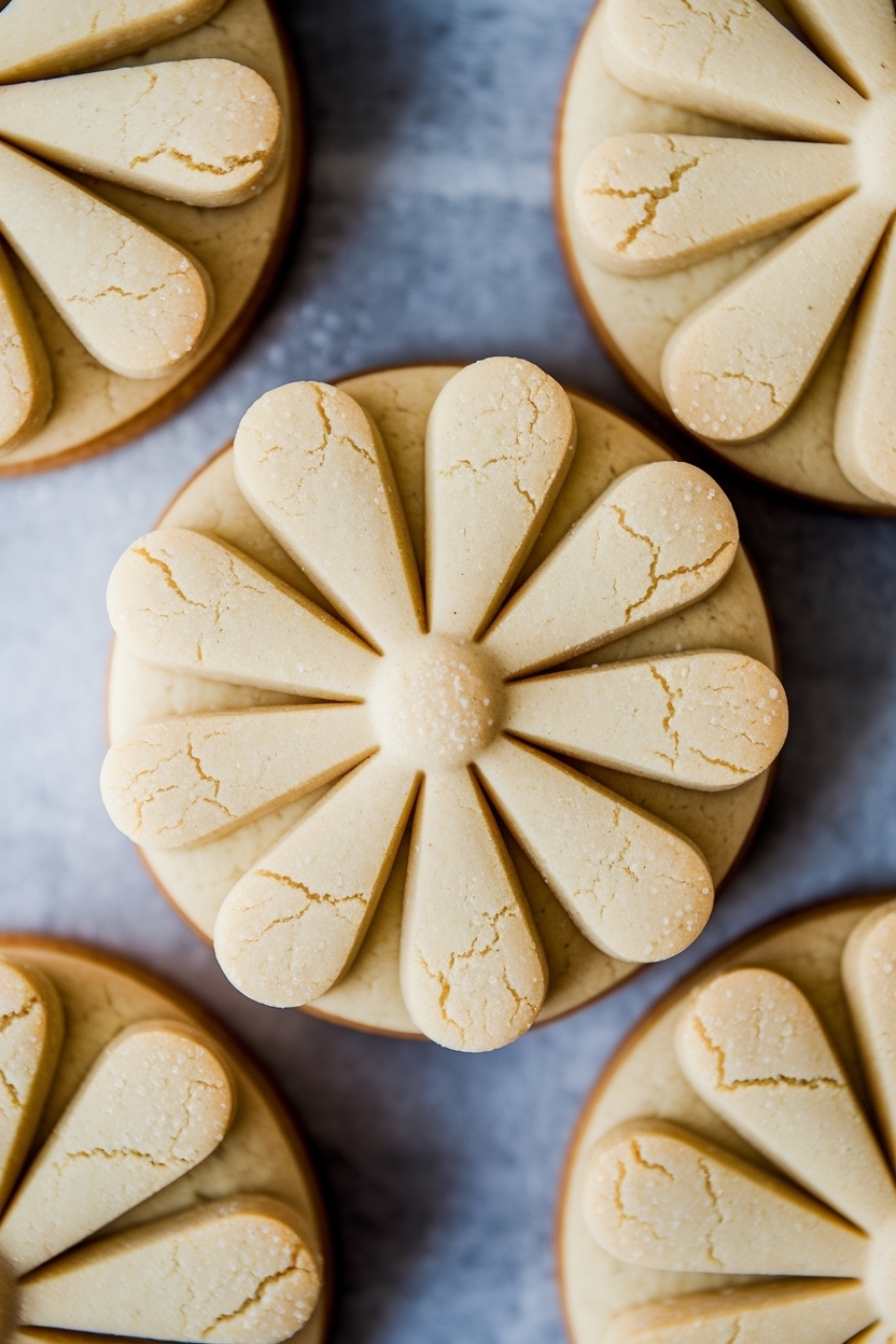 lemon shortbread cookies flower pressed