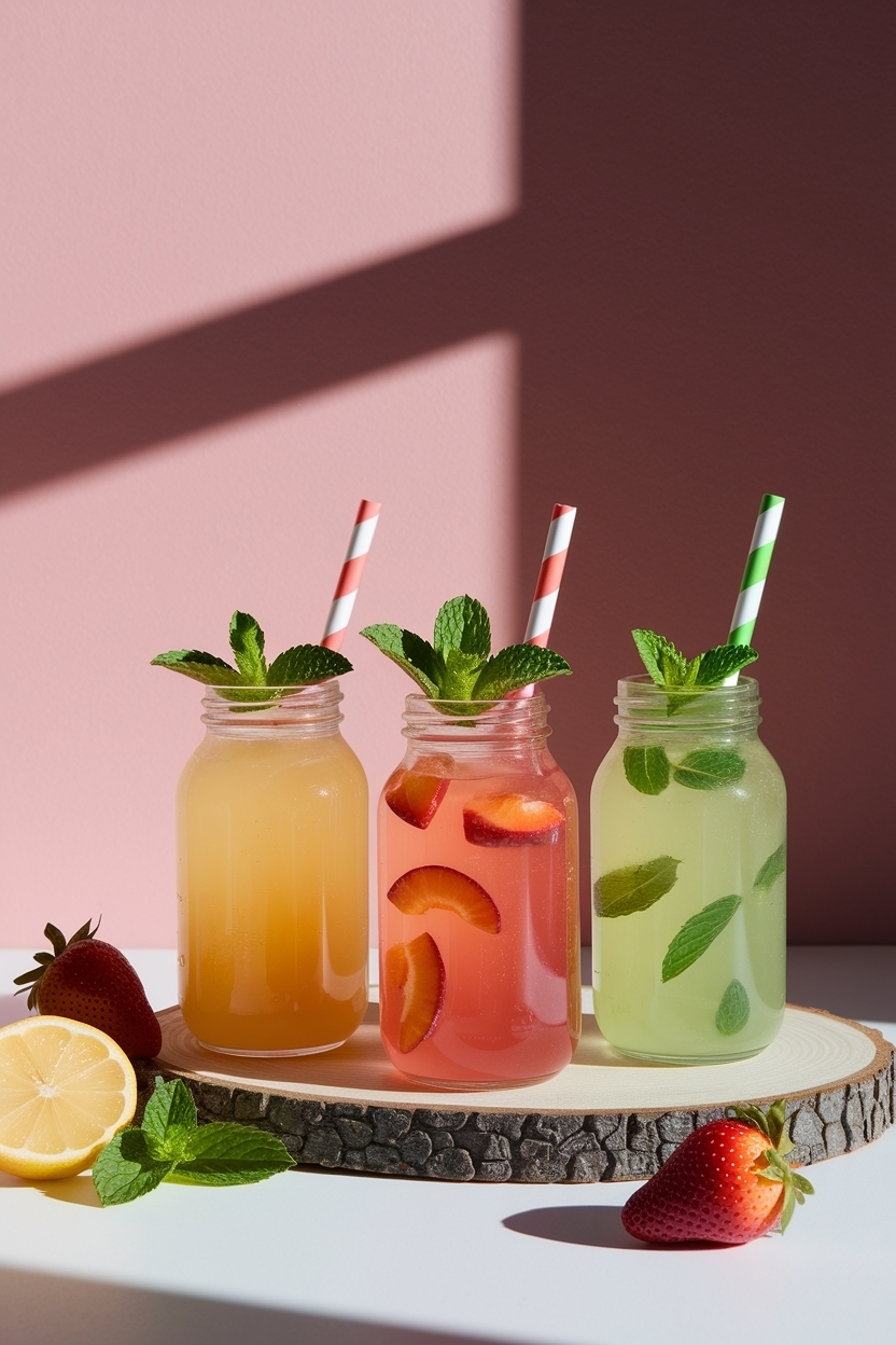 lemonade bar 3 flavors strawberry peach mint