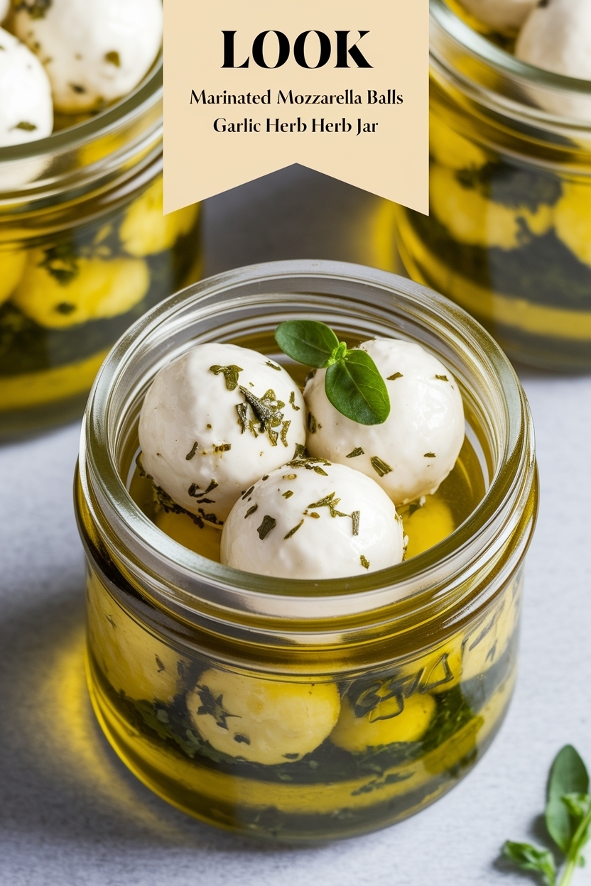 marinated mozzarella balls garlic herb jar