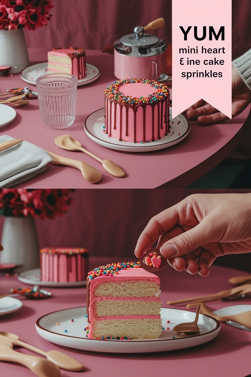 mini heart fault line cake sprinkles