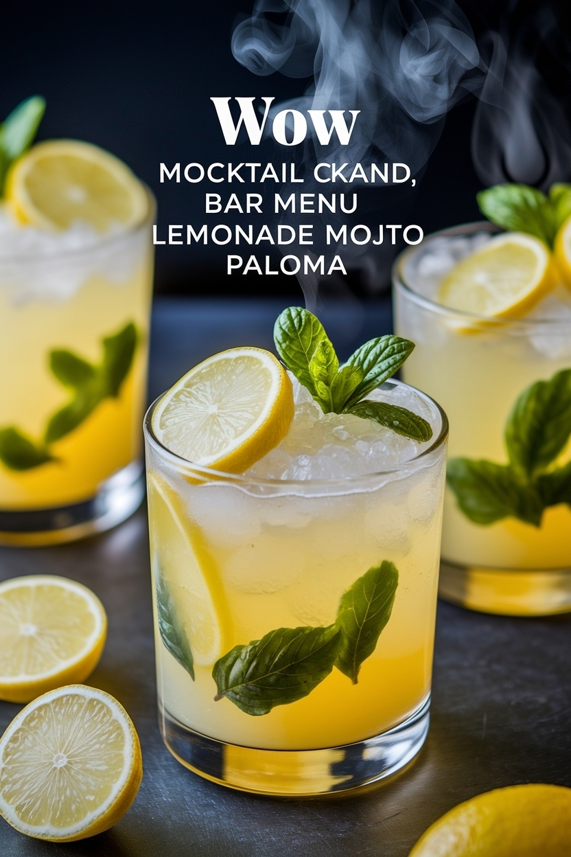 mocktail bar menu lemonade mojito paloma