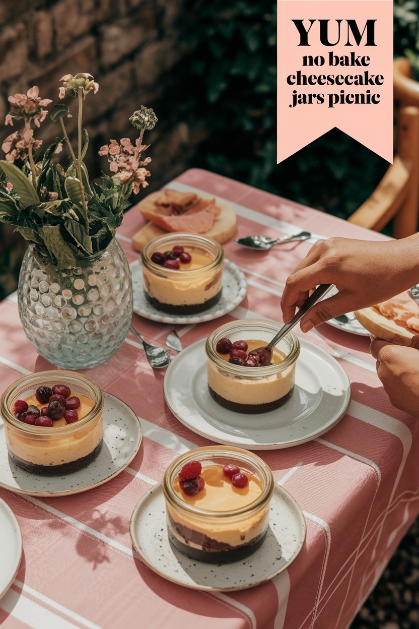 no bake cheesecake jars picnic