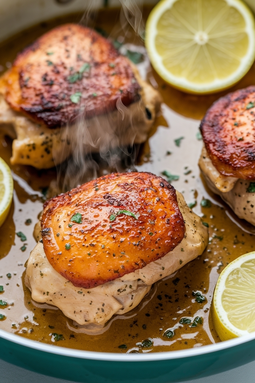 one pan lemon garlic chicken thighs