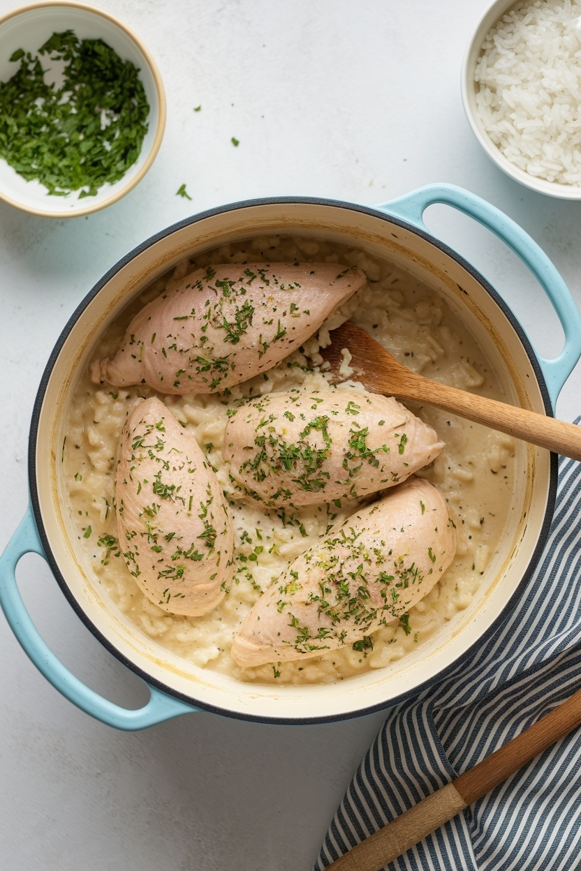 one pot chicken and rice creamy stovetop