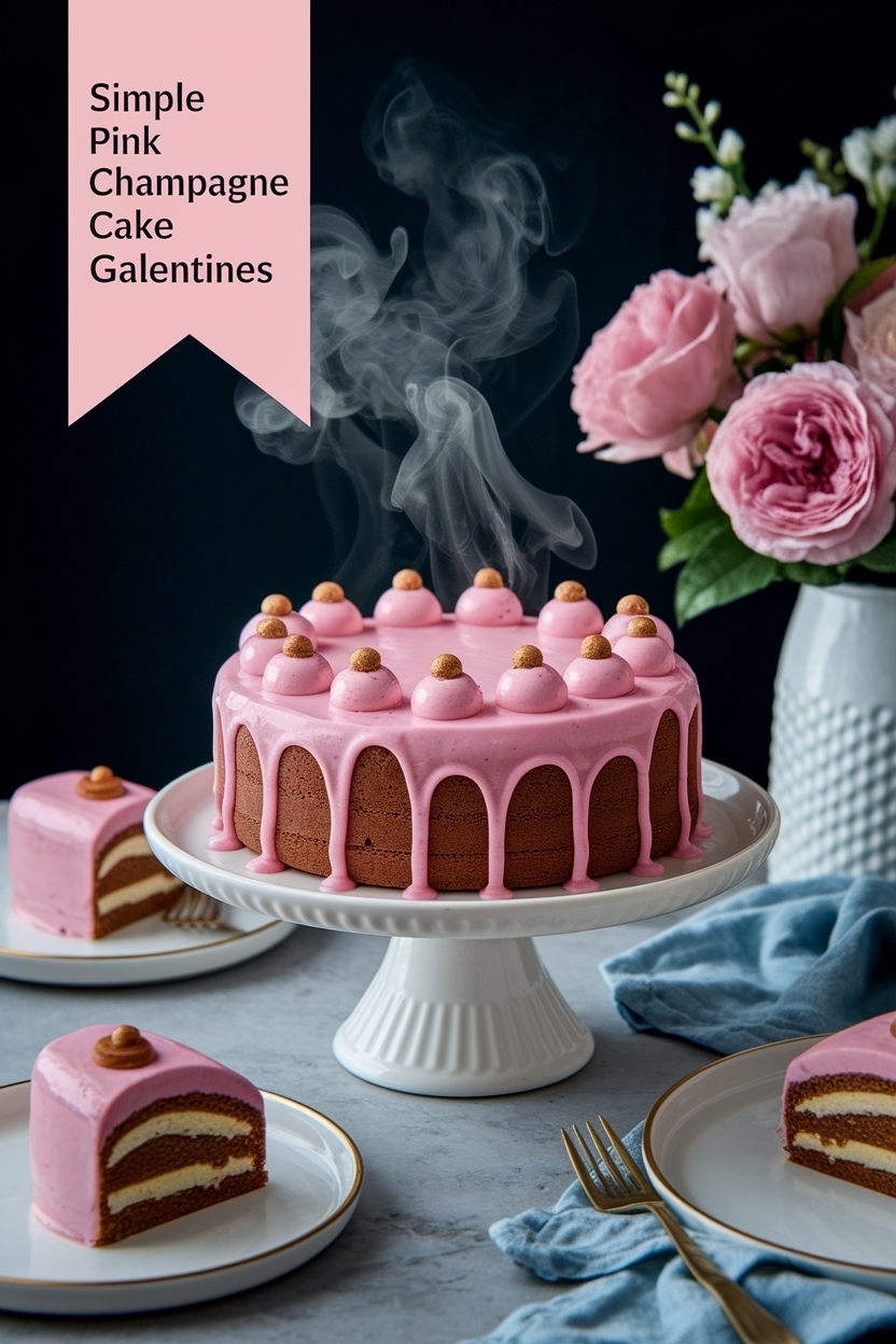 pink champagne cake galentines
