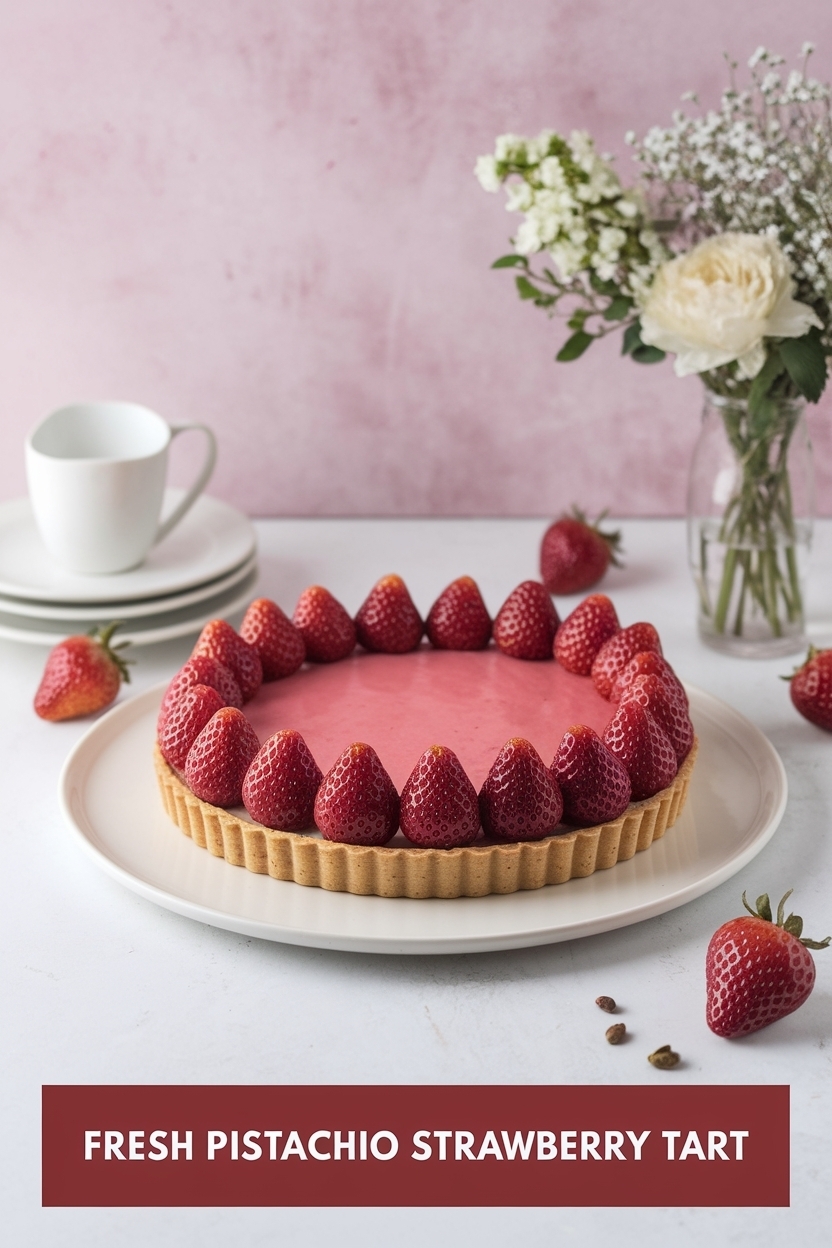 pistachio strawberry tart