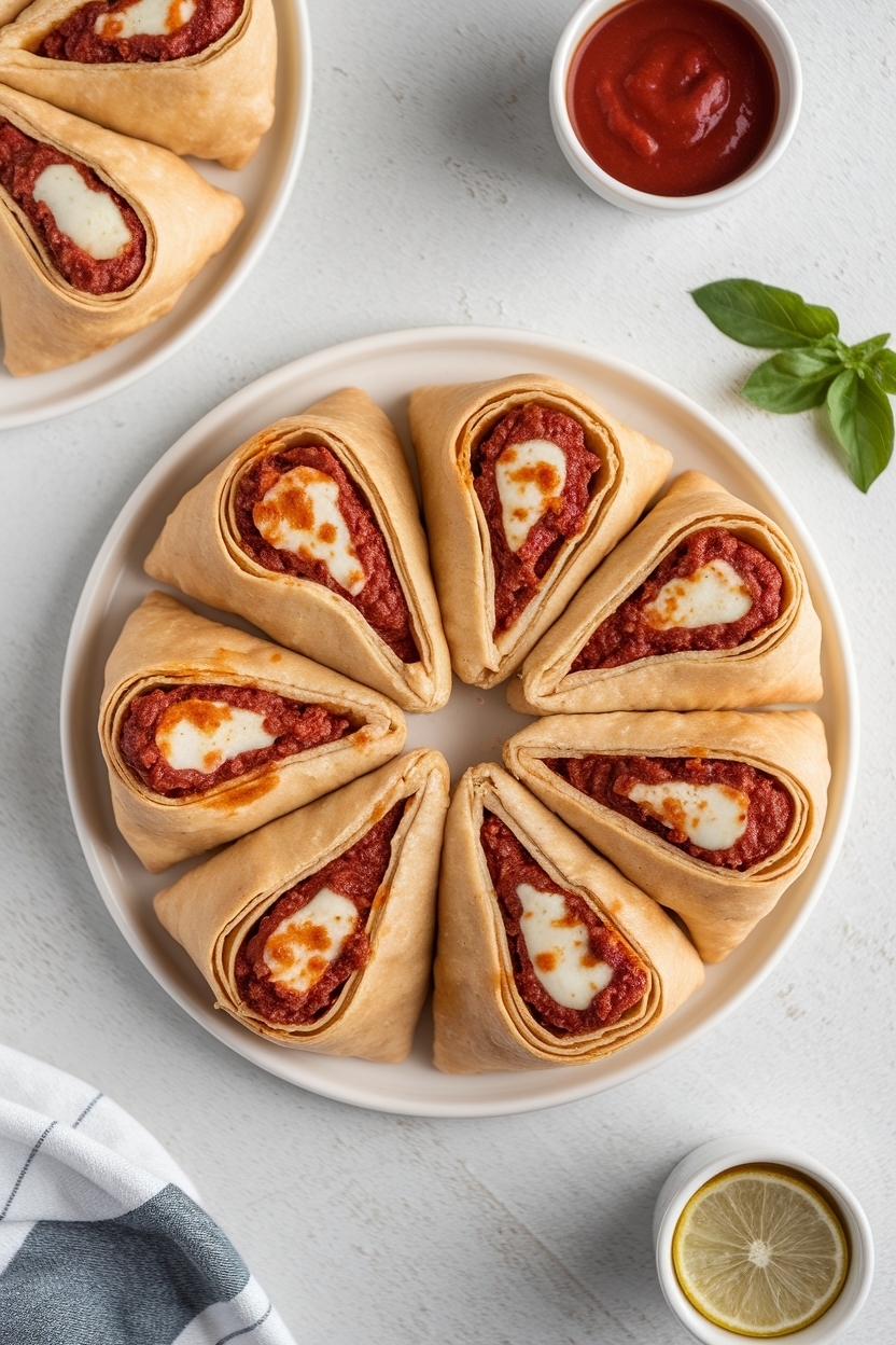 pizza crescent roll pinwheels marinara
