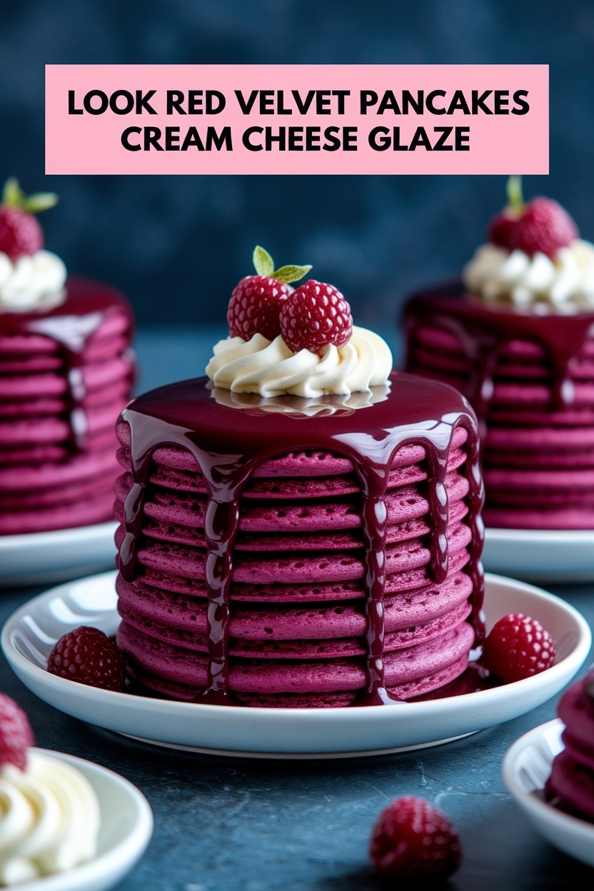red velvet pancakes cream cheese glaze