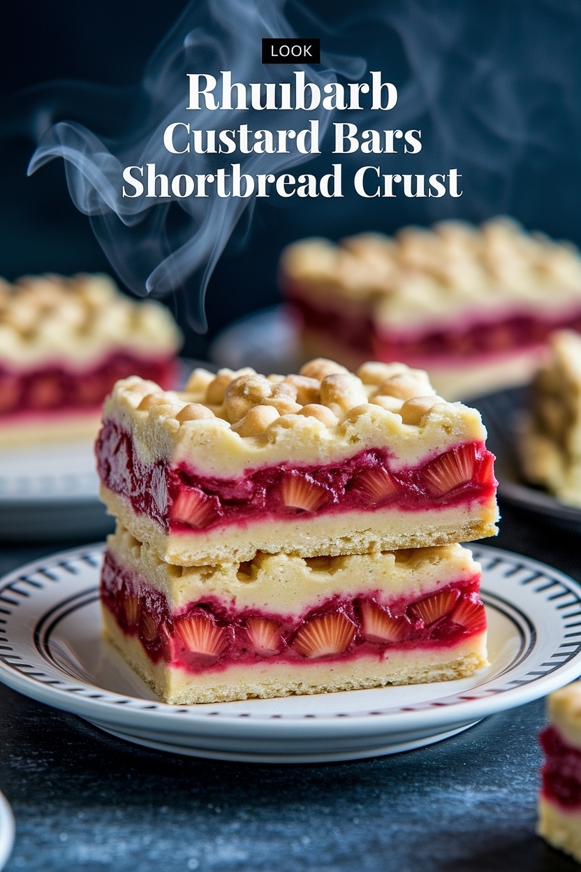 rhubarb custard bars shortbread crust