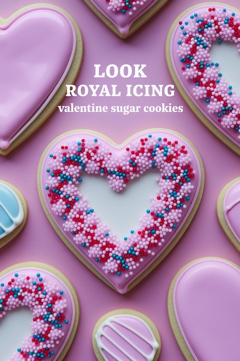 royal icing valentine heart sugar cookies