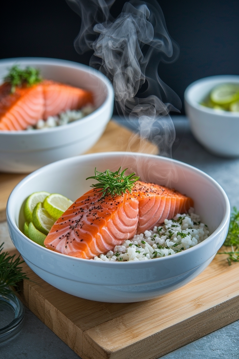 salmon rice bowl meal prep recipe