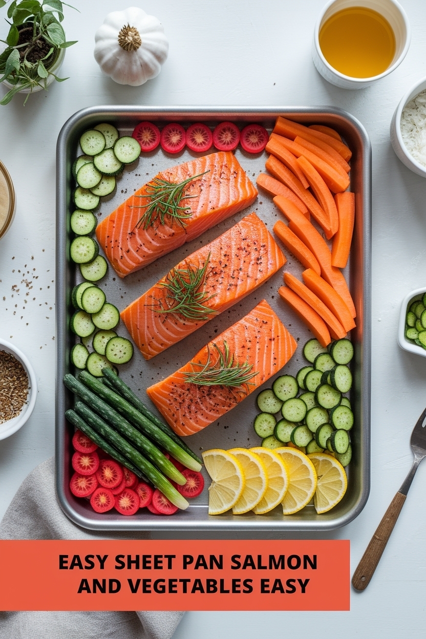 sheet pan salmon and vegetables easy