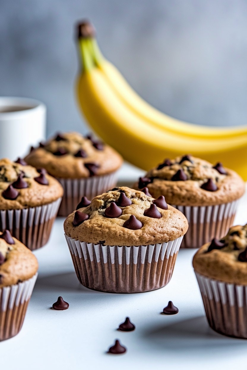 sourdough discard banana muffins chocolate chip