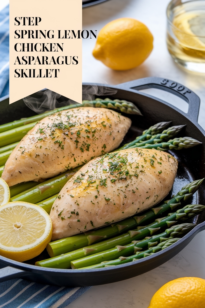 spring lemon chicken asparagus skillet