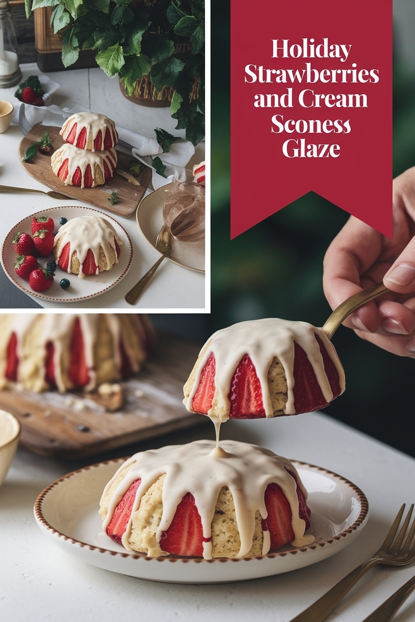 strawberries and cream scones glaze