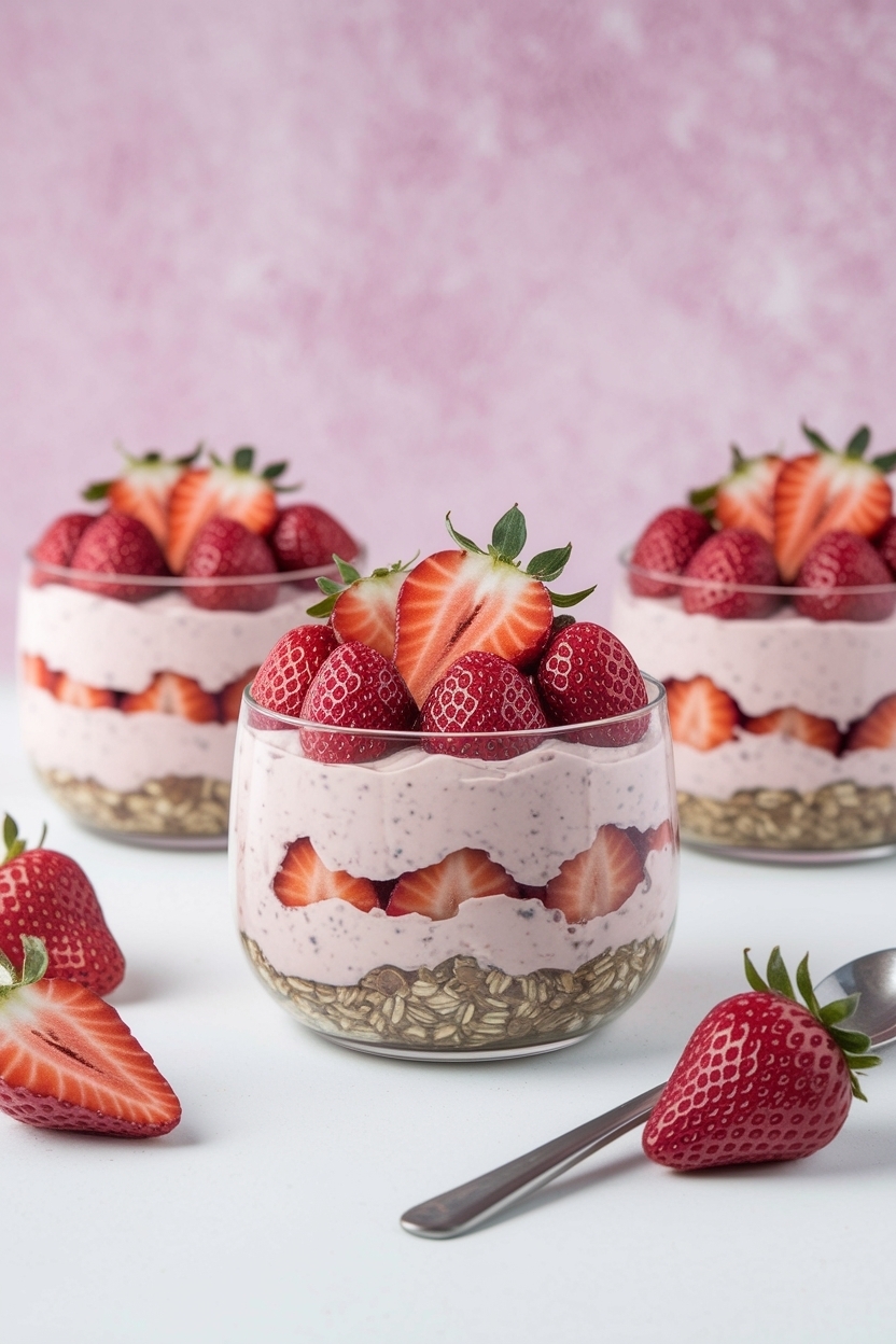 strawberry cheesecake overnight oats greek yogurt