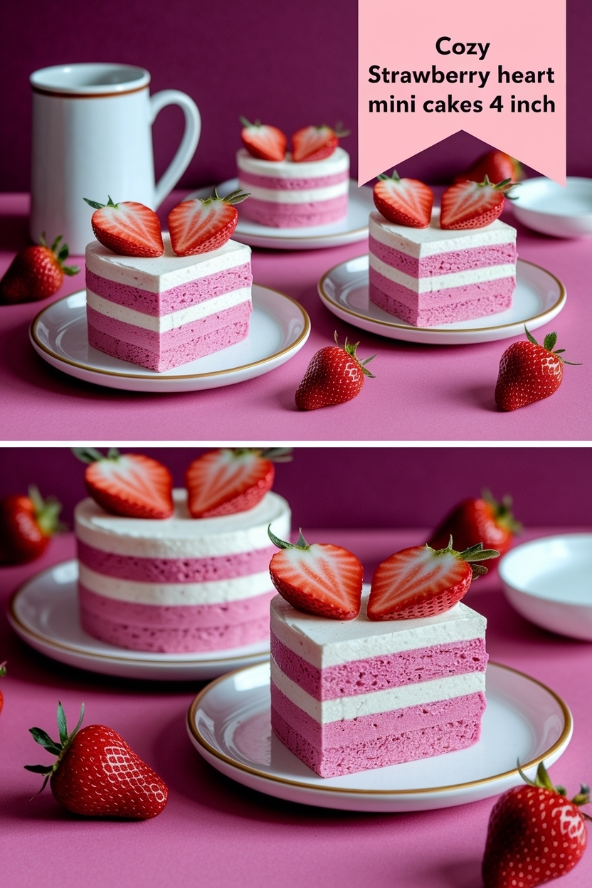strawberry heart mini cakes 4 inch