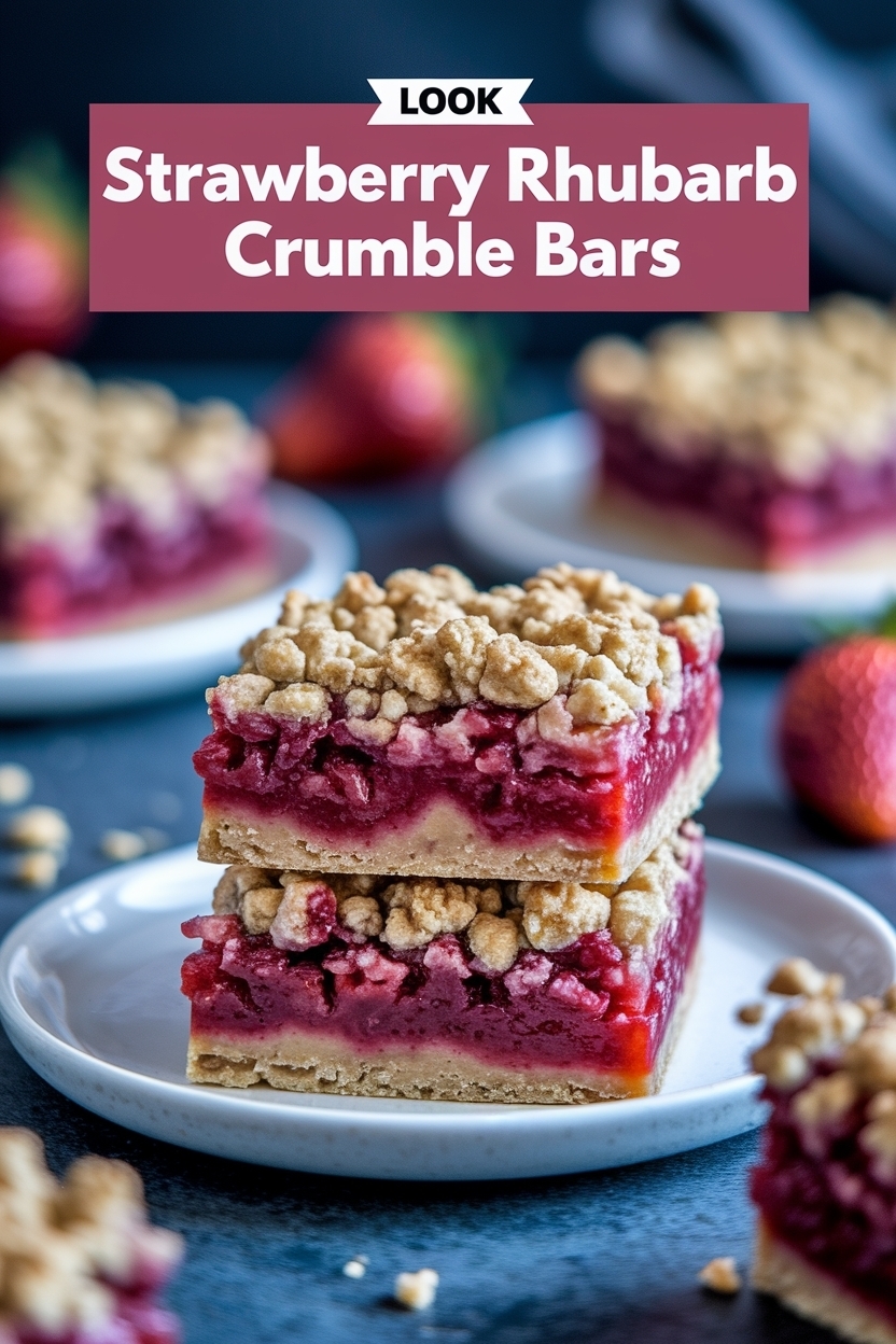 strawberry rhubarb crumble bars