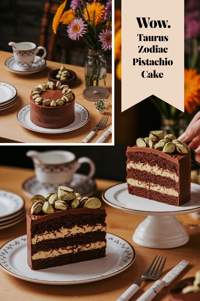 taurus zodiac chocolate pistachio cake