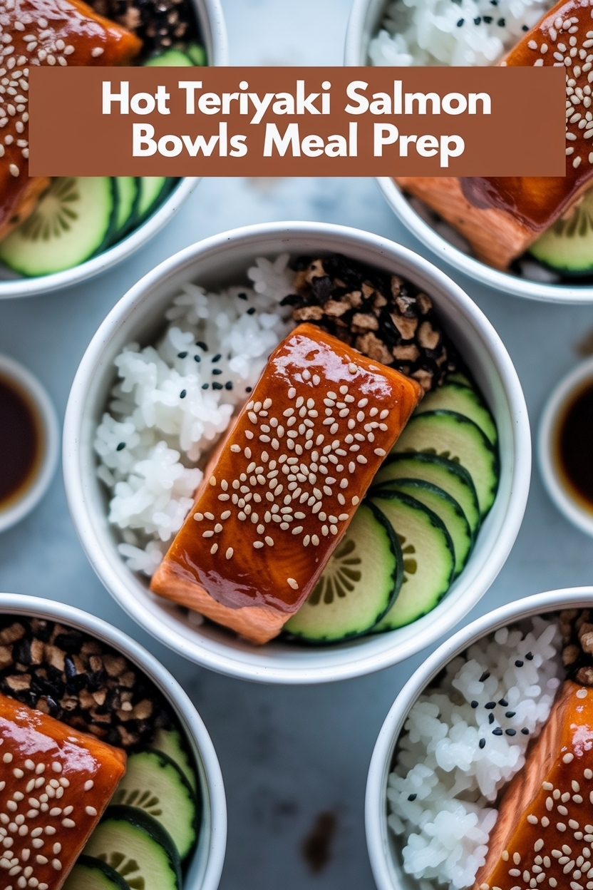 teriyaki salmon bowls meal prep