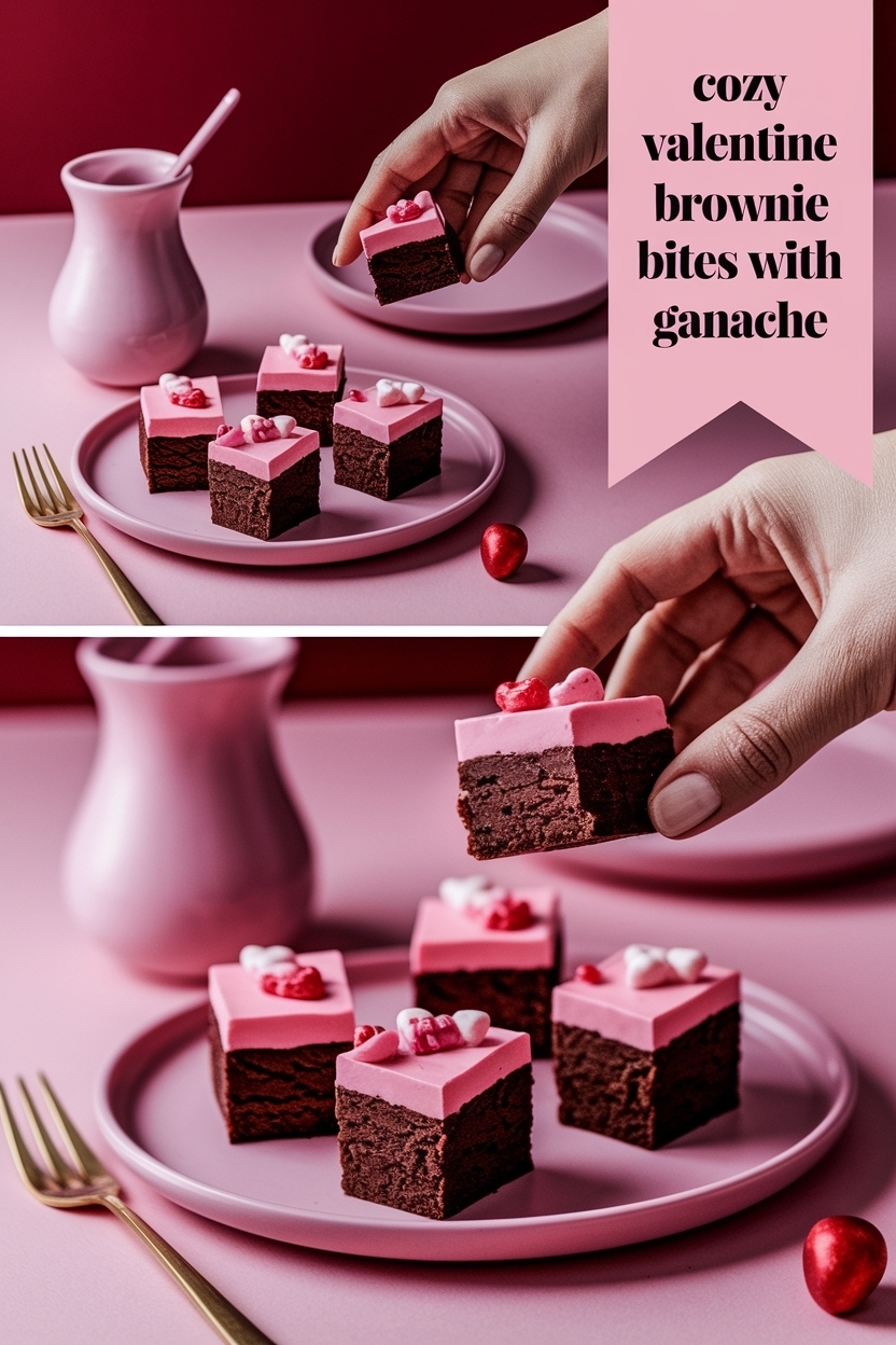 valentine brownie bites with ganache