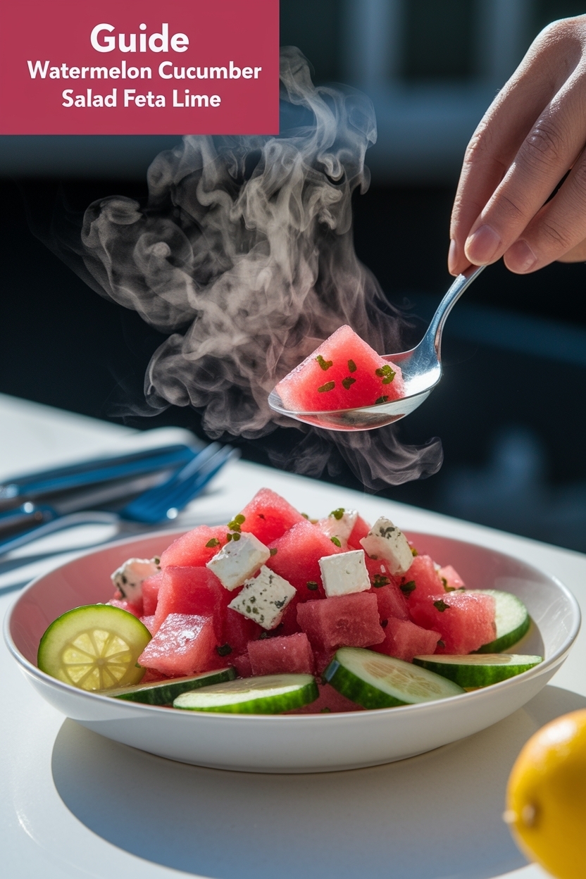 watermelon cucumber salad feta lime