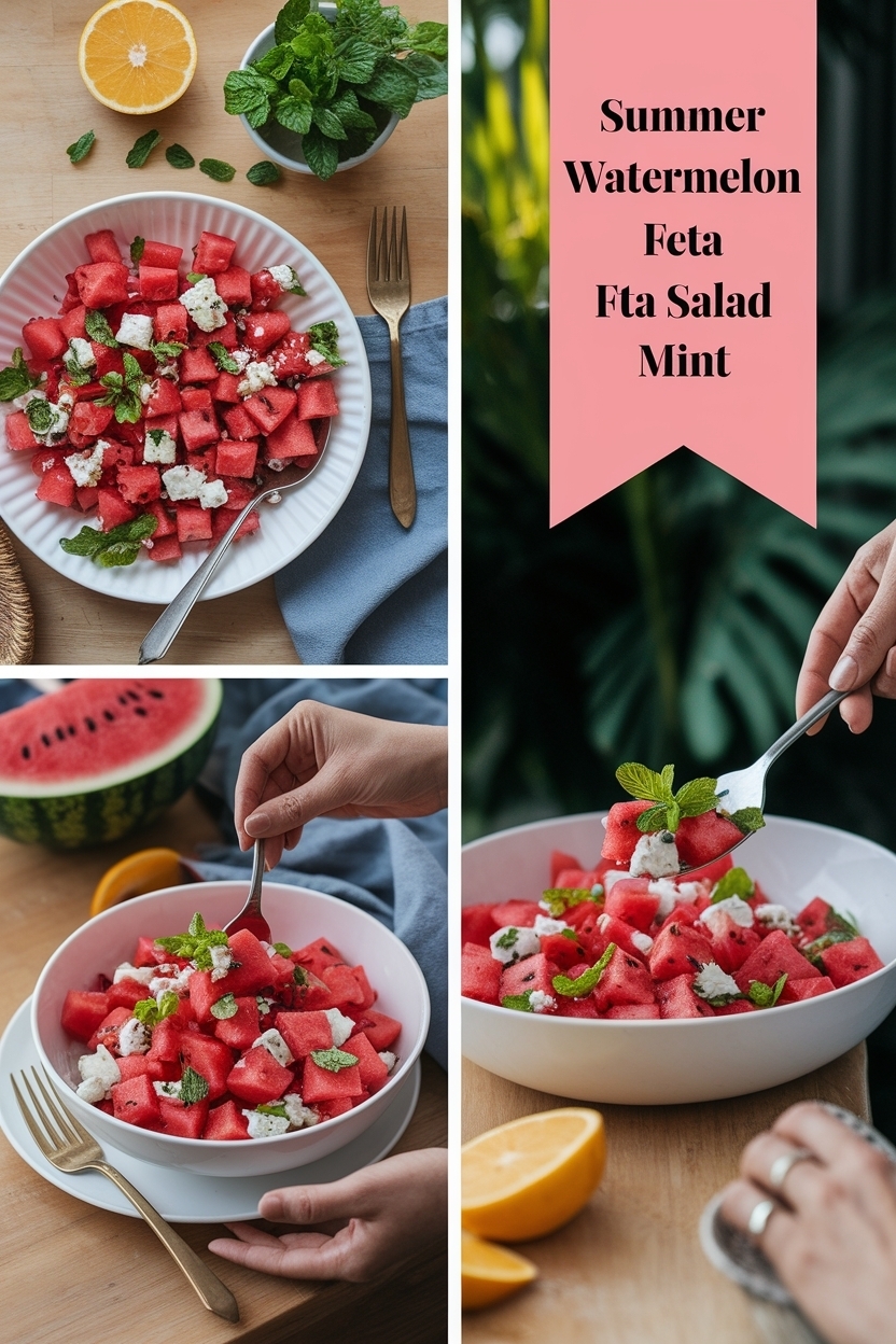 watermelon feta salad mint