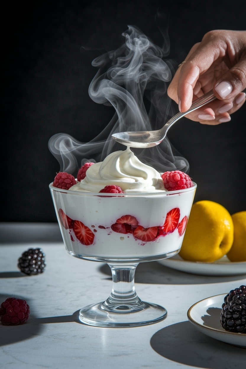 whipped greek yogurt dessert honey berries