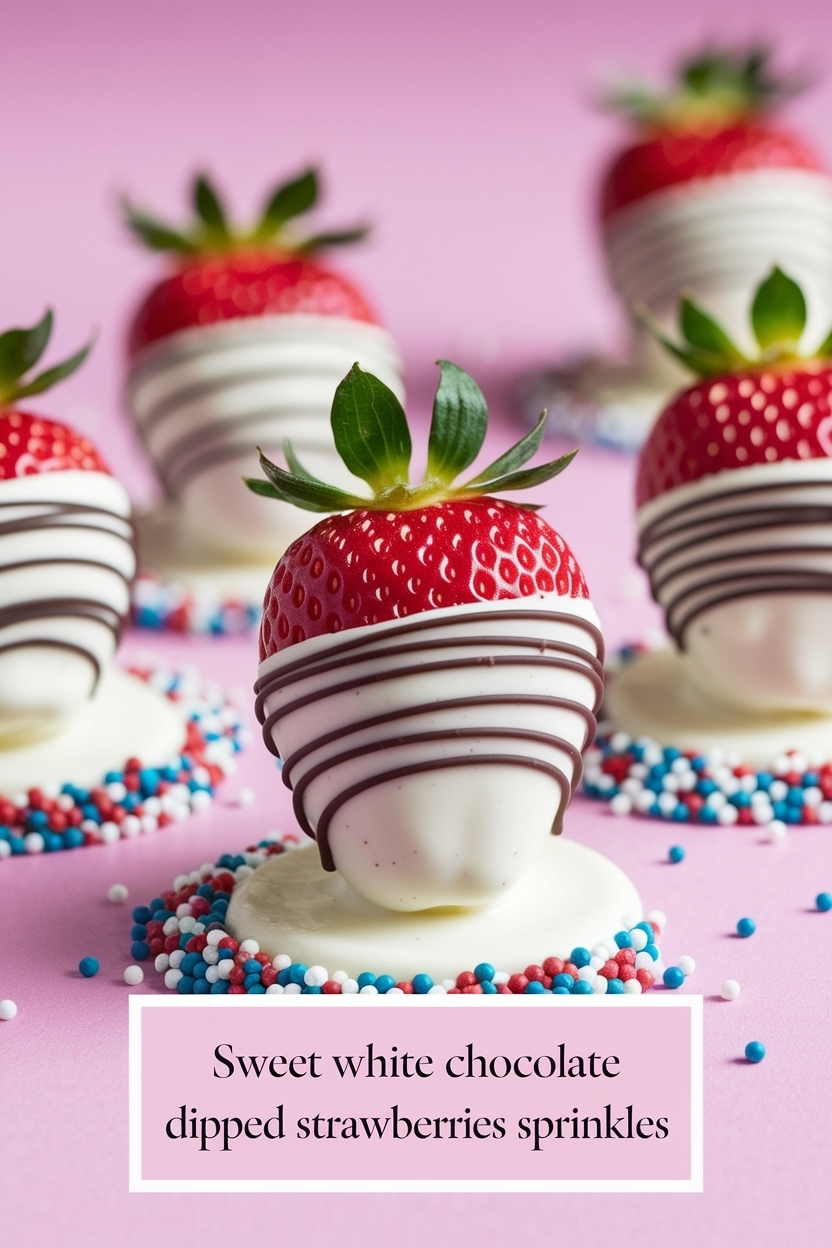 white chocolate dipped strawberries sprinkles