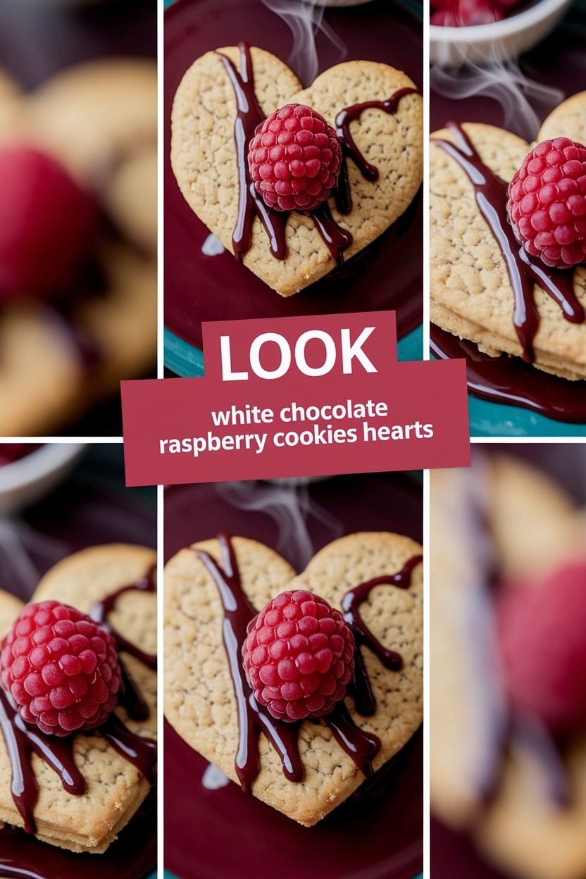 white chocolate raspberry cookies hearts